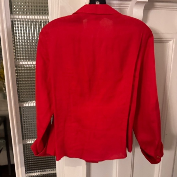 VIVID LINEN Women’s Red button Down Shirt Long Sleeves Size Large - Picture 3 of 8
